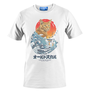 The Great Kitty Wave Japans most revered entity riding a wave by Oldskull Store USA the best store in North America.