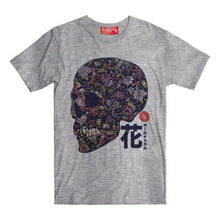 Load image into Gallery viewer, Celebrate Día de Muertos (Day of the Dead), Cinco De Mayo or every day with this colorful Sugar Skull shirt in Grey. The best-looking, most comfortable, softest t-shirt&#39;s available anywhere. The Oldskull Express Collection features vintage styled t-shirts with a strong Japanese influence combined with Americana, retro and streetwear design elements. The result is unique design you will only find at Oldskull Shirts USA the best shirt store in North America.