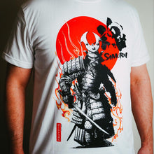 Load image into Gallery viewer, NEW DESIGN! A absolute must have for Samurai Shogun t-shirt fans.  This Tosei-gusoku armor clad samurai (&quot;bushi&quot;) comes right off the pages of Samurai Manga. Carrying his katana and sporting his kabuto, he is ready for action. Show the world you appreciate the complexities of the ancient samurai. 武士 Experience the OldSkull Shirts quality. This Shogun Samurai Old Skull Shirts is one of the coolest shirts you&#39;ll own.  -OldSkull Store USA